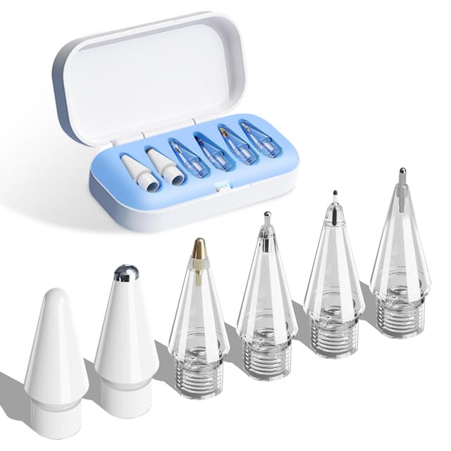 XYOFUN Ersatzspitzen für Apple Pencil Pro, iPencil Nibs Zubehör, Verbesserte Stylus Pen Spitzen mit Tragebox, Kompatibel mit Apple Pen 2nd/1st Gen & USB-C (6 in 1 - Blau)