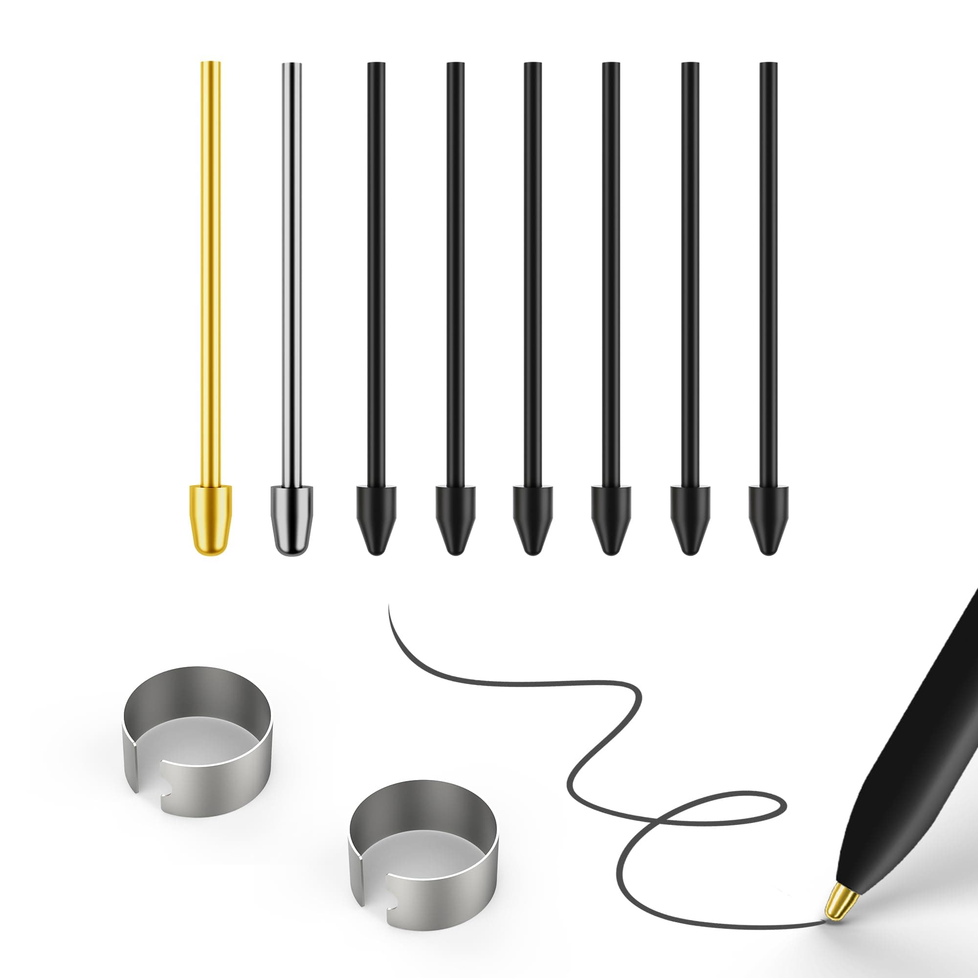 Metallfedern/Spitzen-Ersatz für Samsung Galaxy Tab S10+/S10 Ultra/S9/S9FE+/S9 Ultra/S8/S8+/S8 Ultra/S7/S7 FE/S6/S6 Lite/S22/S23/S24/S25 Ultra S Stift, Federn/Spitzen + Clip + Organizer 2+6 pcs set