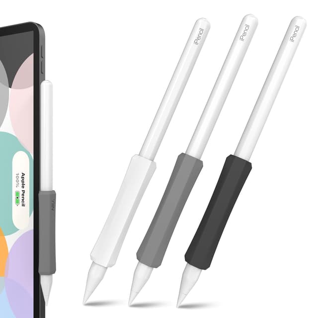 NIUTRENDZ 3 Stück Silikon Griff für Apple Pencil 2. Generation, Apple Pencil Pro& USB-C Schutzhülle Zubehör Ergonomisches Design Ärmel Halter【Magnetisches Aufladen & Double Tap】 Apple Pencil 2nd Weiß+Grau+Schwarz