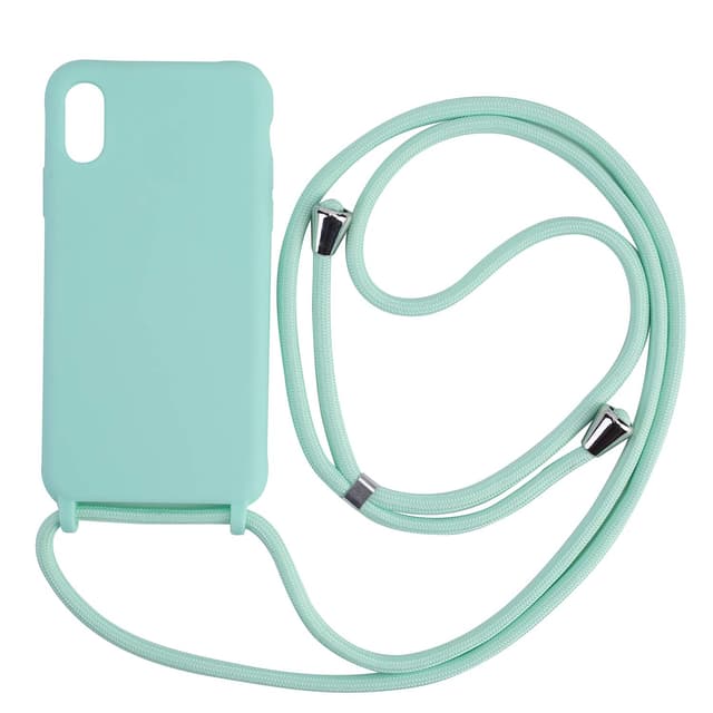 Ququcheng Kompatibel mit iPhone X/XS Hülle,Handykette Hülle Silikon Seil Necklace Handyhülle mit Kordel Tasche TPU Bumper Schutzhülle für iPhone X/XS-Grün iPhone X/XS Grün