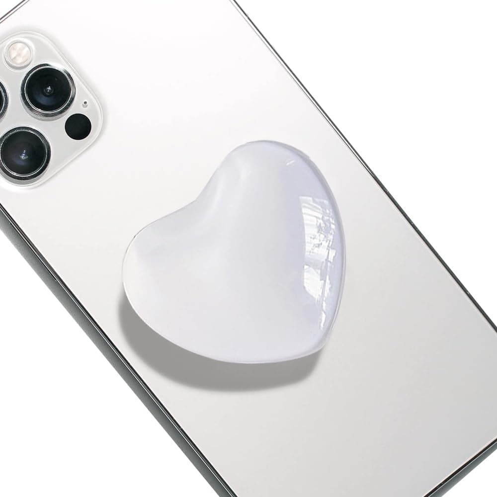 TOEECY Handy Griffhalter Einziehbarer Glas Liebe Herz Griff Magnet mit Kompatibel Mobiltelefon Ausziehbarer Sockel Stand für Smartphones (Weiß)