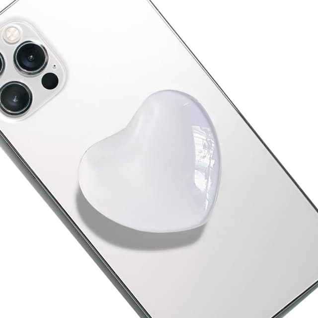 TOEECY Handy Griffhalter Einziehbarer Glas Liebe Herz Griff Magnet mit Kompatibel Mobiltelefon Ausziehbarer Sockel Stand für Smartphones (Weiß)