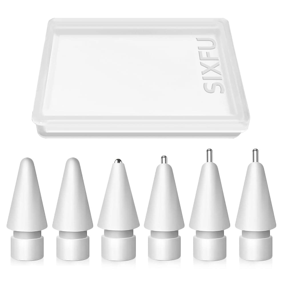 6 Stück Verbesserte Spitze Kompatibel mit Apple Pencil, Verschleißfest und Hochempfindliche Metall Spitzen Set Kompatibel mit Apple Pencil Pro/ 2. Generation/ 1. Gen/USB C Ersatzspitzen Weiß, 2 + 2 lange Spitzen, 1 kürzere Spitze, 1 feine Spitze