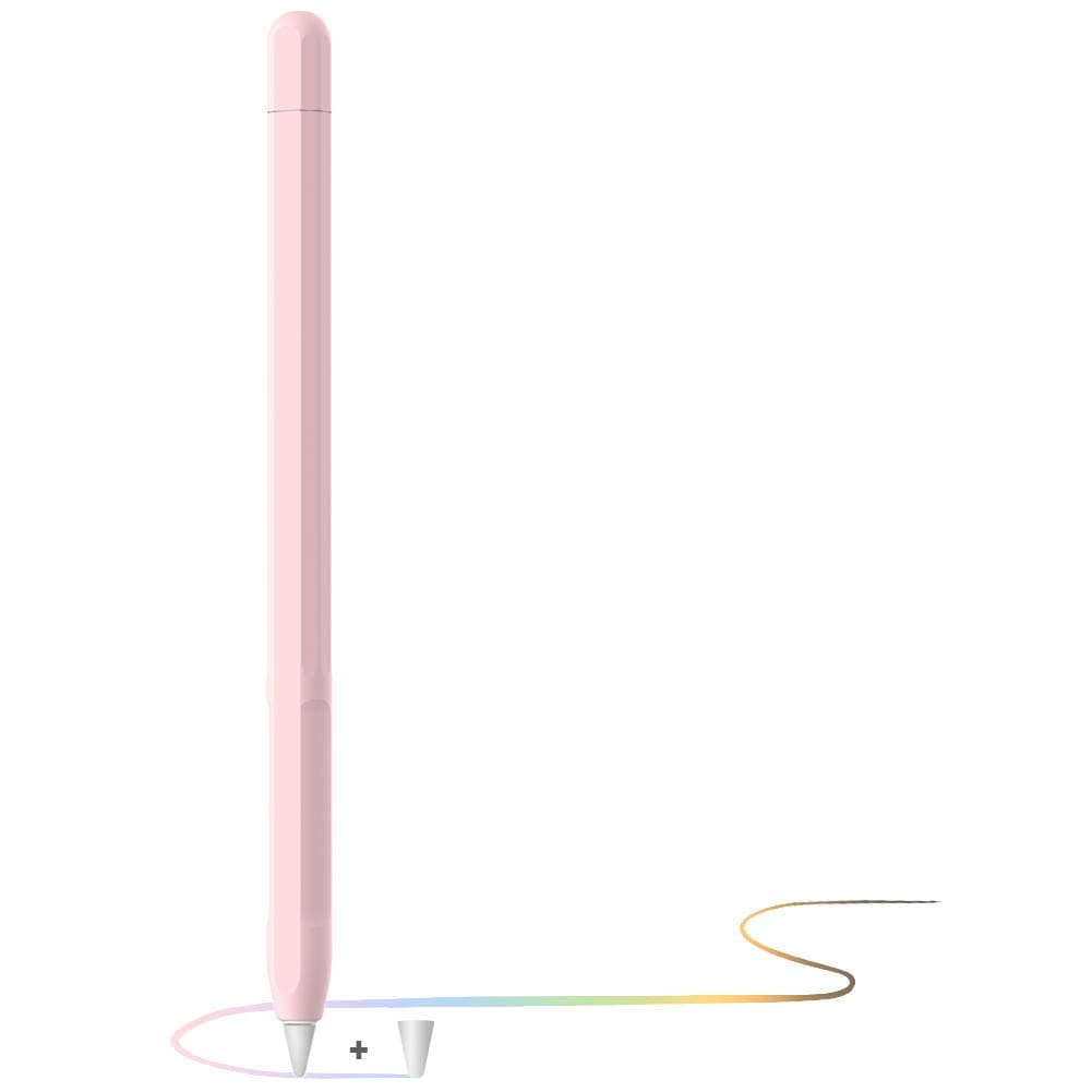 Apple Pencil Hülle Apple Pencil Case, Silikon Schön Weicher Stift Grip Griff mit Ladekappe Kappe und Pen Nib Spitze Schutzhülle (2. Generation, Rosa) 2. Generation Rosa