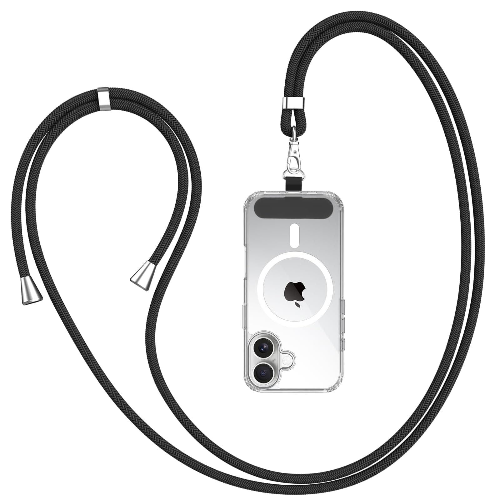 AK Handykette Universal, Handy Lanyard, Geeignet für Alle Smartphones mit 1 Stück Universelles Patch, Handyband Passend für Jede Handyhülle, Einstellbar und Abnehmbar (Schwarz)