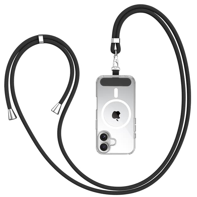 AK Handykette Universal, Handy Lanyard, Geeignet für Alle Smartphones mit 1 Stück Universelles Patch, Handyband Passend für Jede Handyhülle, Einstellbar und Abnehmbar (Schwarz)