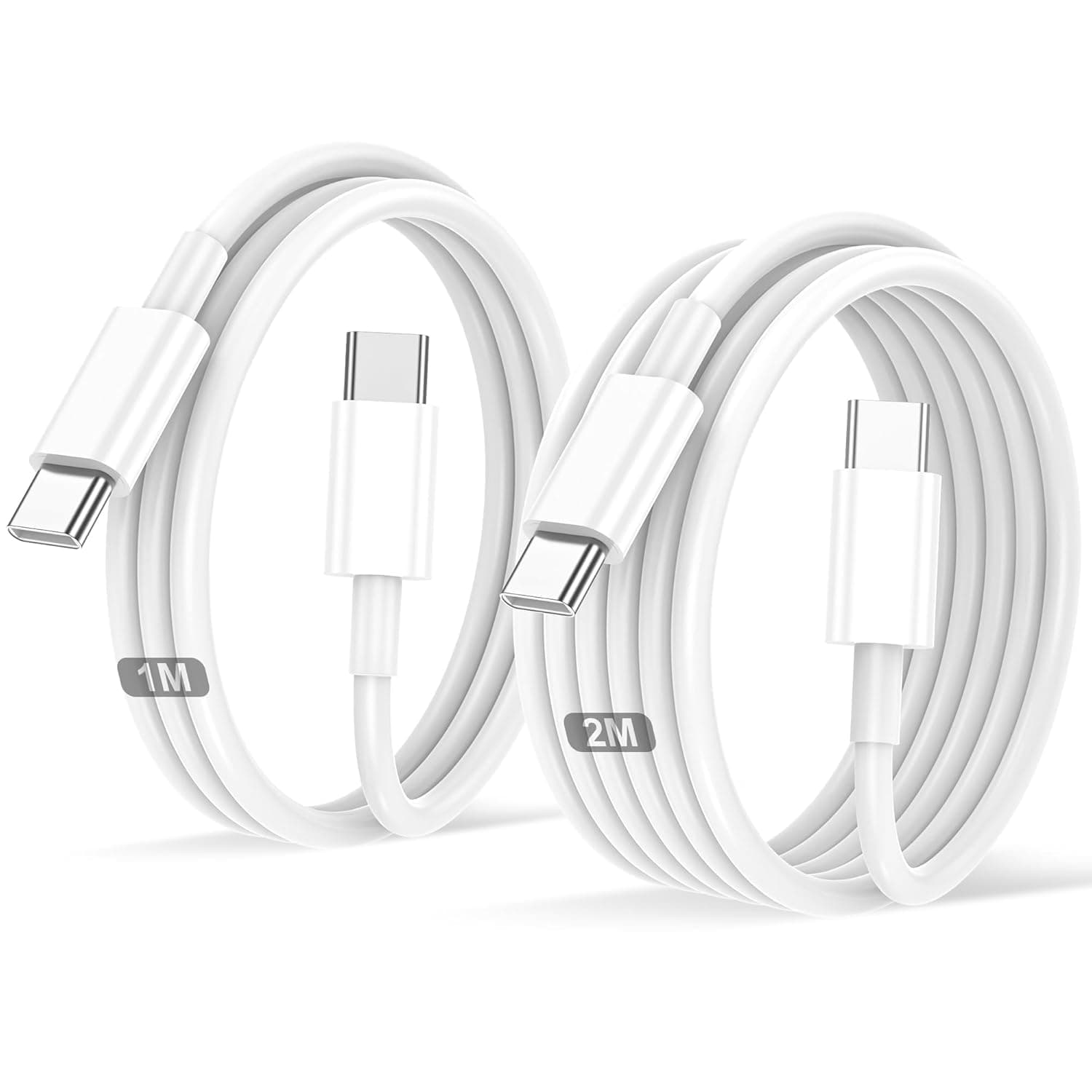 USB C auf USB C Kabel 2 Stück 1M+2M für IPhone Ladekabel für iPhone 17/Air/Pro/Pro Max,für IPhone 16/15/Plus/Pro/Pro max/für iPad Pro/Air/für MacBook Pro/Air handy TYPE C für Apple Schnellladekabel Weiß 1M+2M