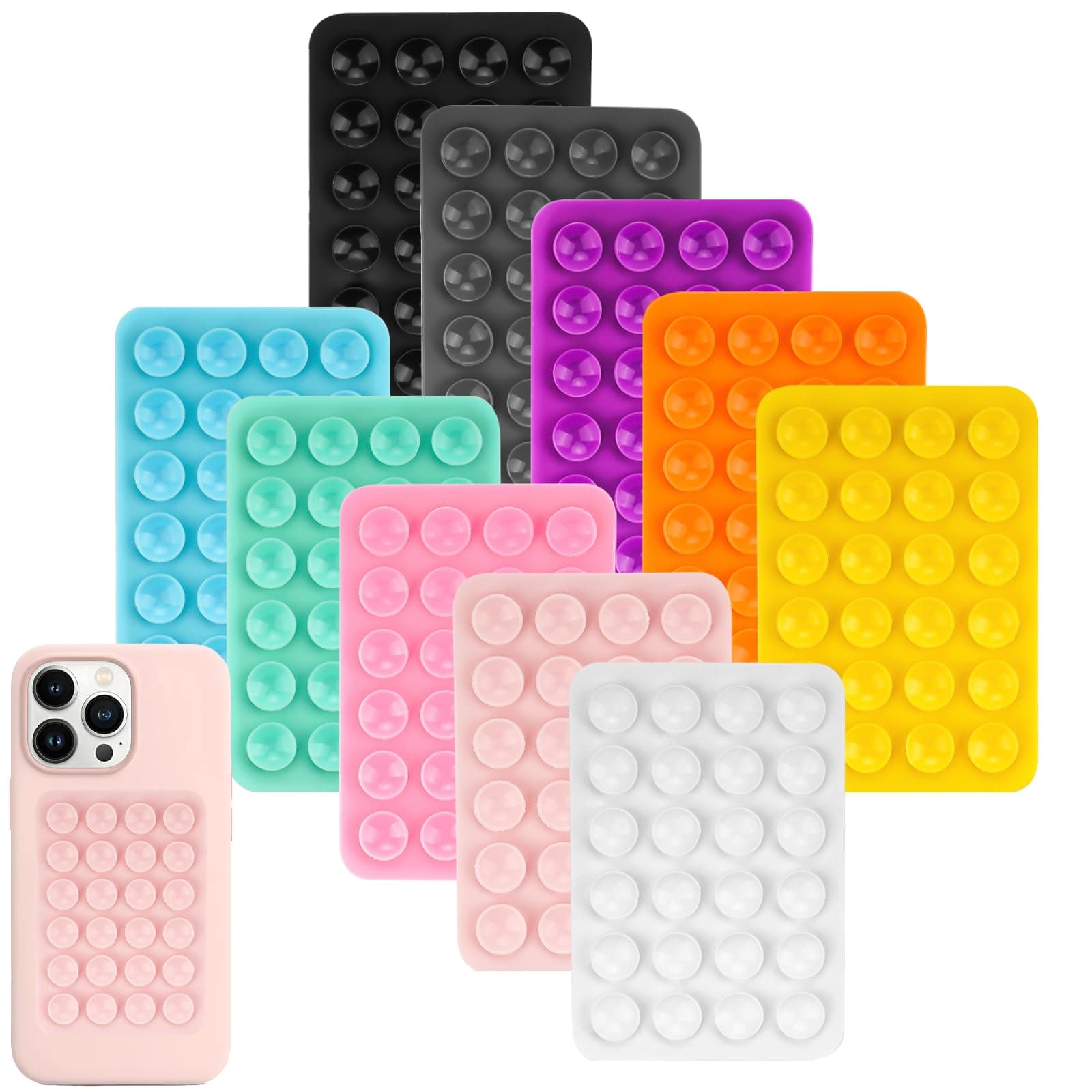 benlidoner 10 Stück Silikon Handy Saugnapf, 10 Farben Handy Noppen Halter Rückseite, Freihändig Sticky Handy Kleber Rückseite Saugnapf, Saugnapf Handyhülle für Selfies und Videos mit dem Handy