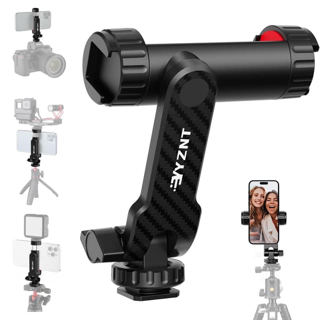 YZNT Handyhalterung für Stativ, Universeller Stativ Handyhalterung mit 2 Standard-Kaltschuhe und 1/4-Zoll-Standardschraube, 360° Drehbar & 180° Neigung, Kompatibel mit iPhone, Android & Kamera