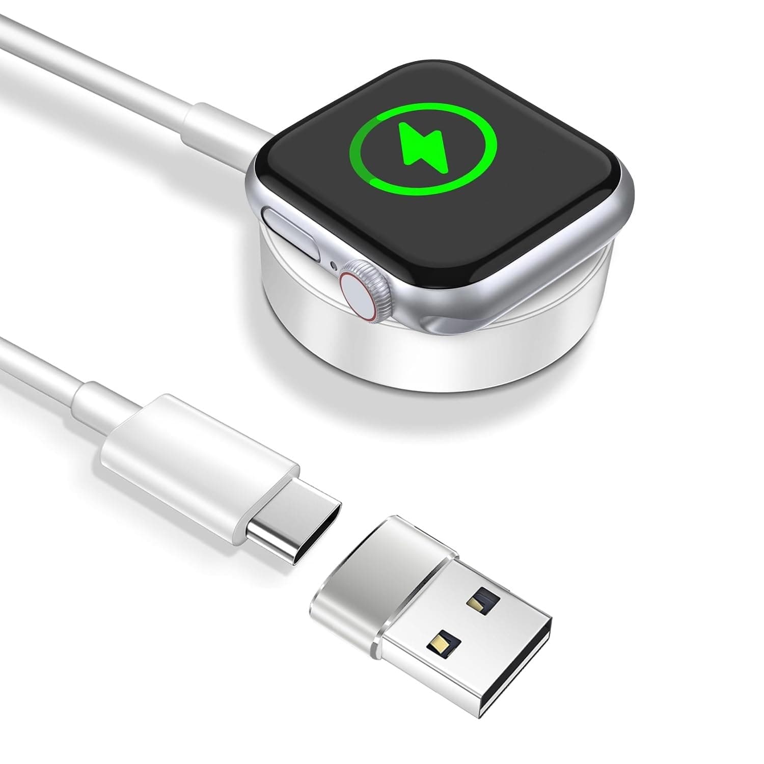 Schnell Ladekabel für Apple Watch - imodomio 1M USB C-USB A Schnellladegerät Kompatibel mit iWatch Series 10/9/8/7/6/5/4/3/2 (Kein Adapter)