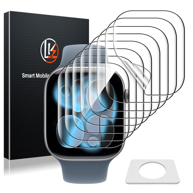 LK 8 Stück Schutzfolie für Apple Watch Series 11/10 46mm, HD Klar Flexible TPU, Anti-Staub, Blasenfrei, Selbstheilungsfähigkeit, Volle Abdeckung Displayfolie für iWatch 46mm Apple Watch Series 11/10 46mm Klar