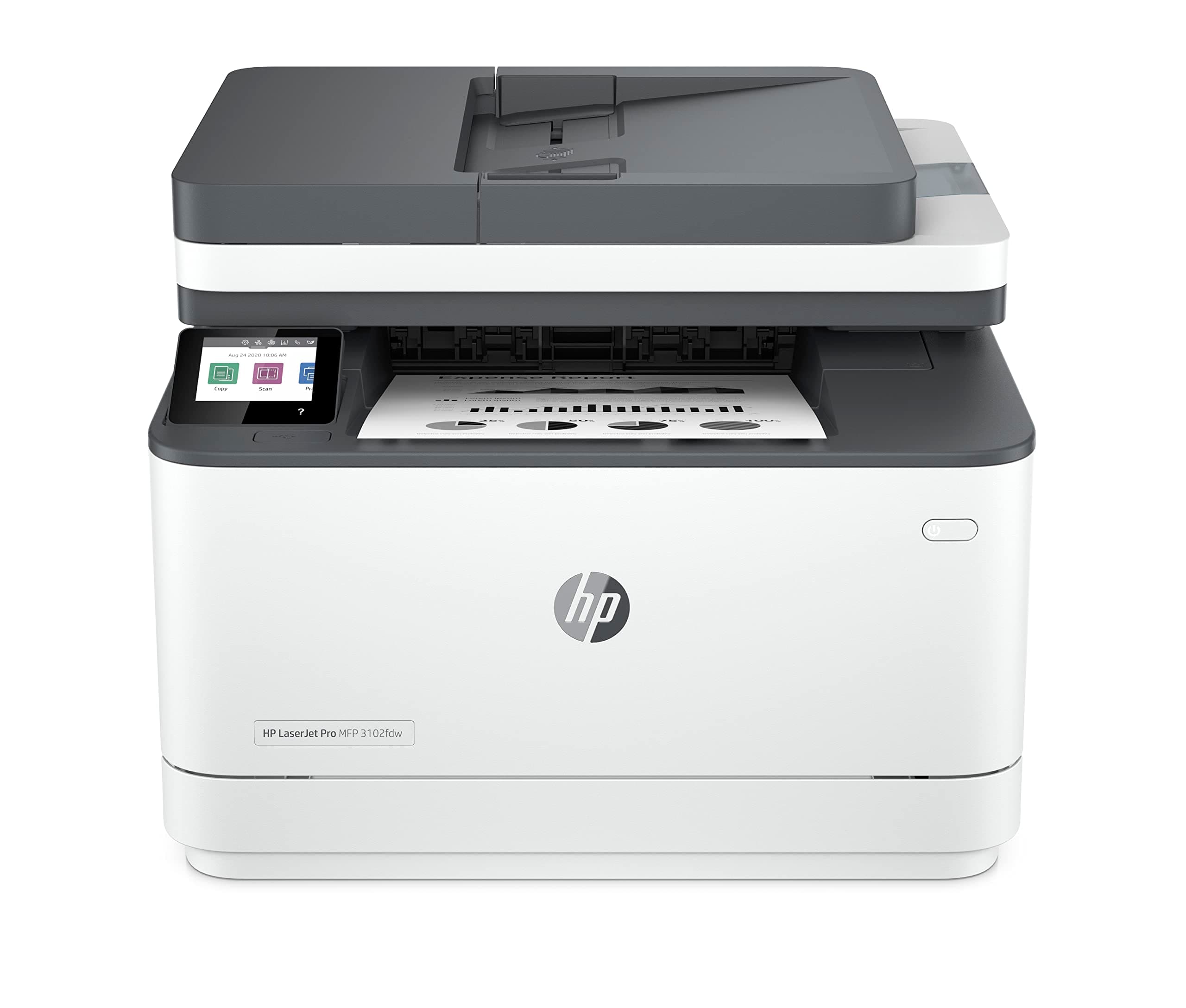 HP LaserJet Pro MFP 3102fdw Multifunktions-Laserdrucker, Automatischer Duplex, Hohe Druckgeschwindigkeiten, WLAN, Ethernet, USB Hi-Speed, Fax, HP Smart App, HP Wolf Pro Security Drucken+Kopieren+Scannen+Faxen WLAN + LAN