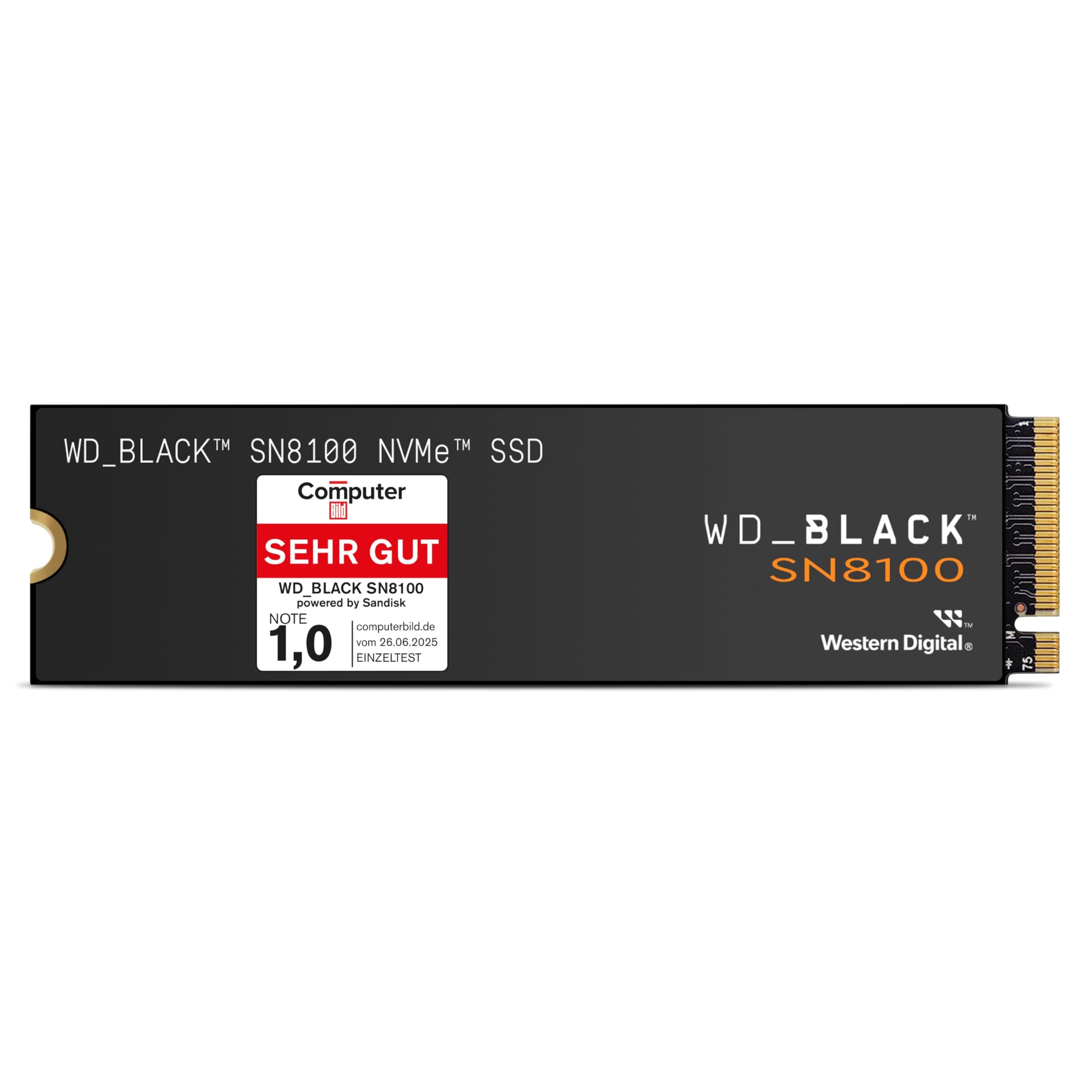 WD_Black SN8100 2 TB PCIe 5.0x4 NVMe M.2 SSD, Lesegeschwindigkeiten von bis zu 14.900 MB/s, Schreibgeschwindigkeiten von bis zu 14.000 MB/s, TLC 3D CBA NAND 2 TB Non Heatsink