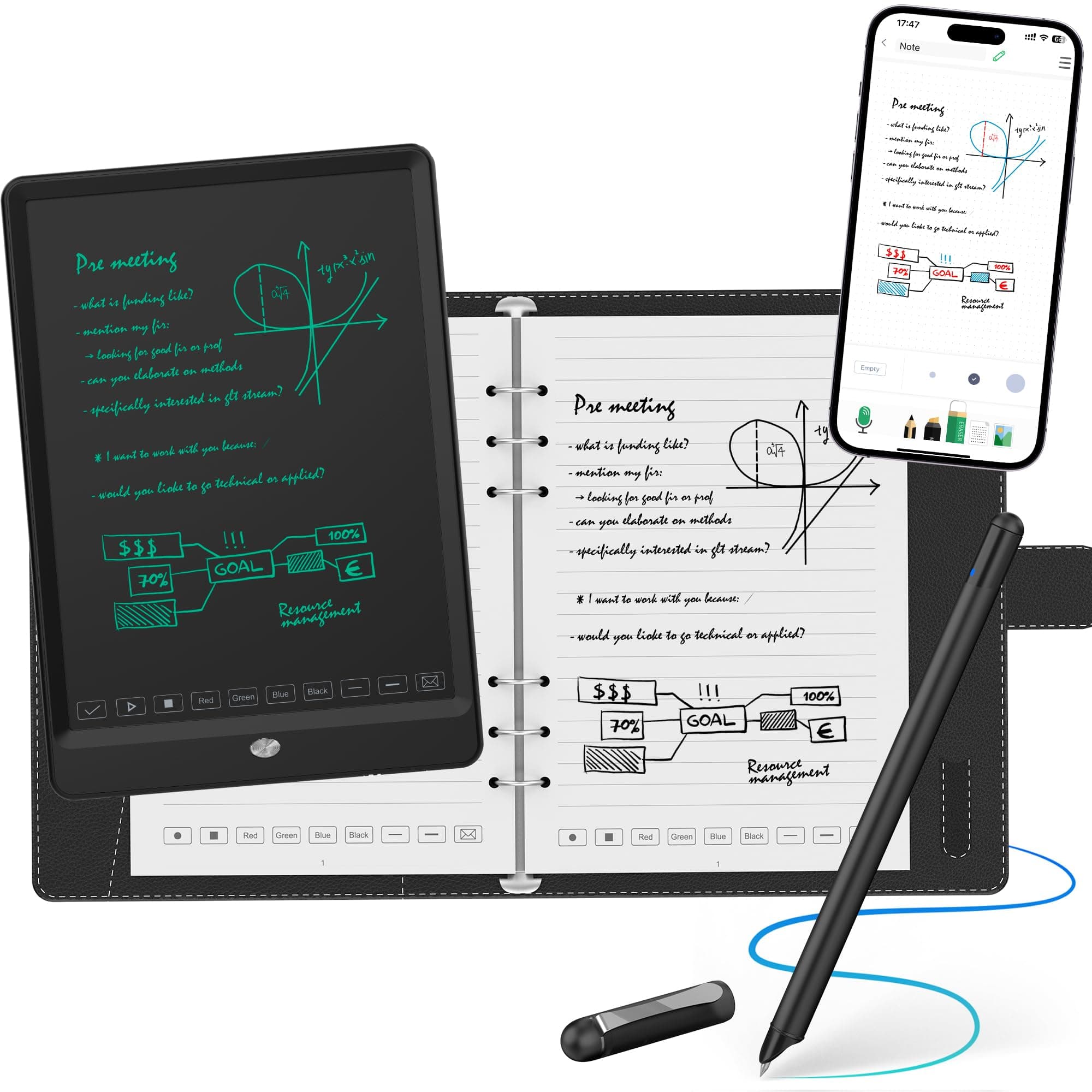 NEWYES Syncpen 3 Set, Smart Pen mit Tablet und Digitales Notizbuch &6 Refills, Echtzeit-Synchronisation& Smart Texterkennung für Student,Lehrer, Meetings, Vorlesungen oder Kreatives Arbeiten Sync Pen 3.0 Version
