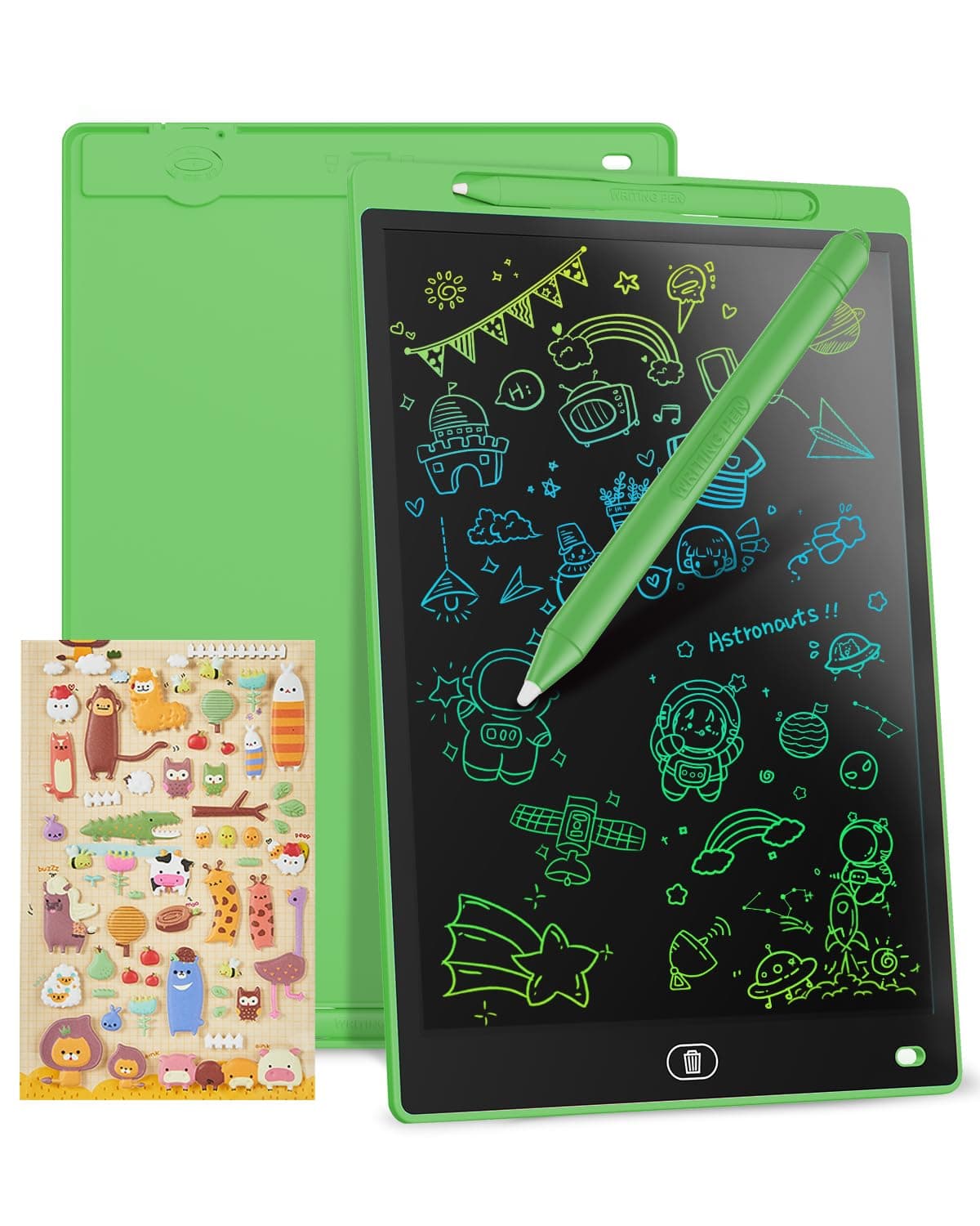 LCD Schreibtafel 10 Zoll, Genialba Buntes LCD Schreibtablett, Geschenk für Kinder, LCD Writing Tablet, Elektronischer Tablette, Grafiktablett für Kinderspiele 2 3 4 5 6 7 Jahre Jungen Mädchen (Grün) 10 Zoll Grün