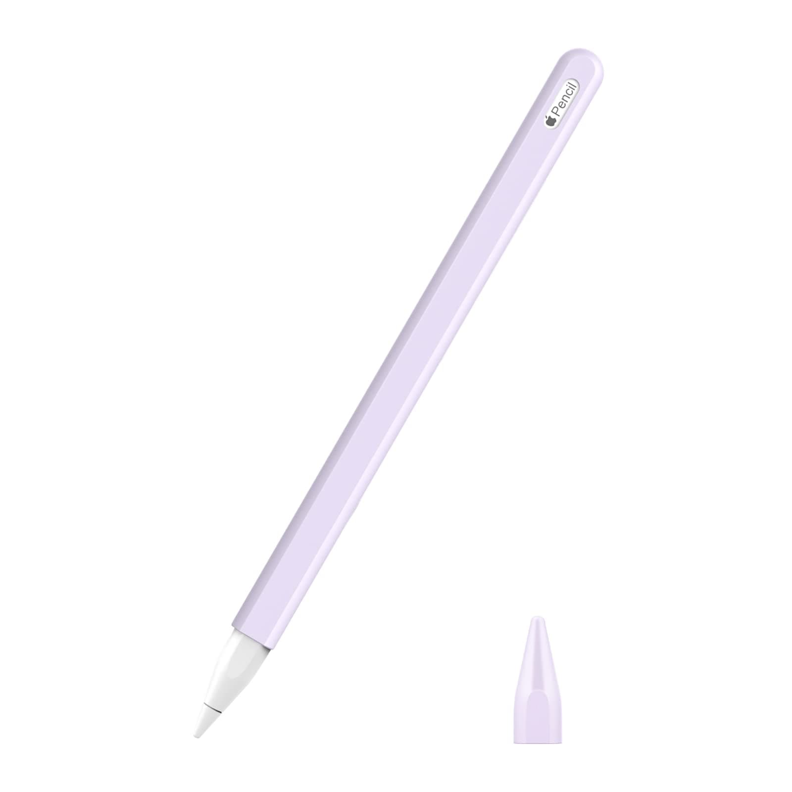 MoKo Hülle Kompatibel mit Apple Pencil Pro/Apple Pencil 2. Generation, 【2 Stück】1 Stifthülle & 1 Spitzehülle mit Magnetisch Aufladung & Doppelklick Touch Funktion Ausziehbar Schutzhülle, Taro Violett
