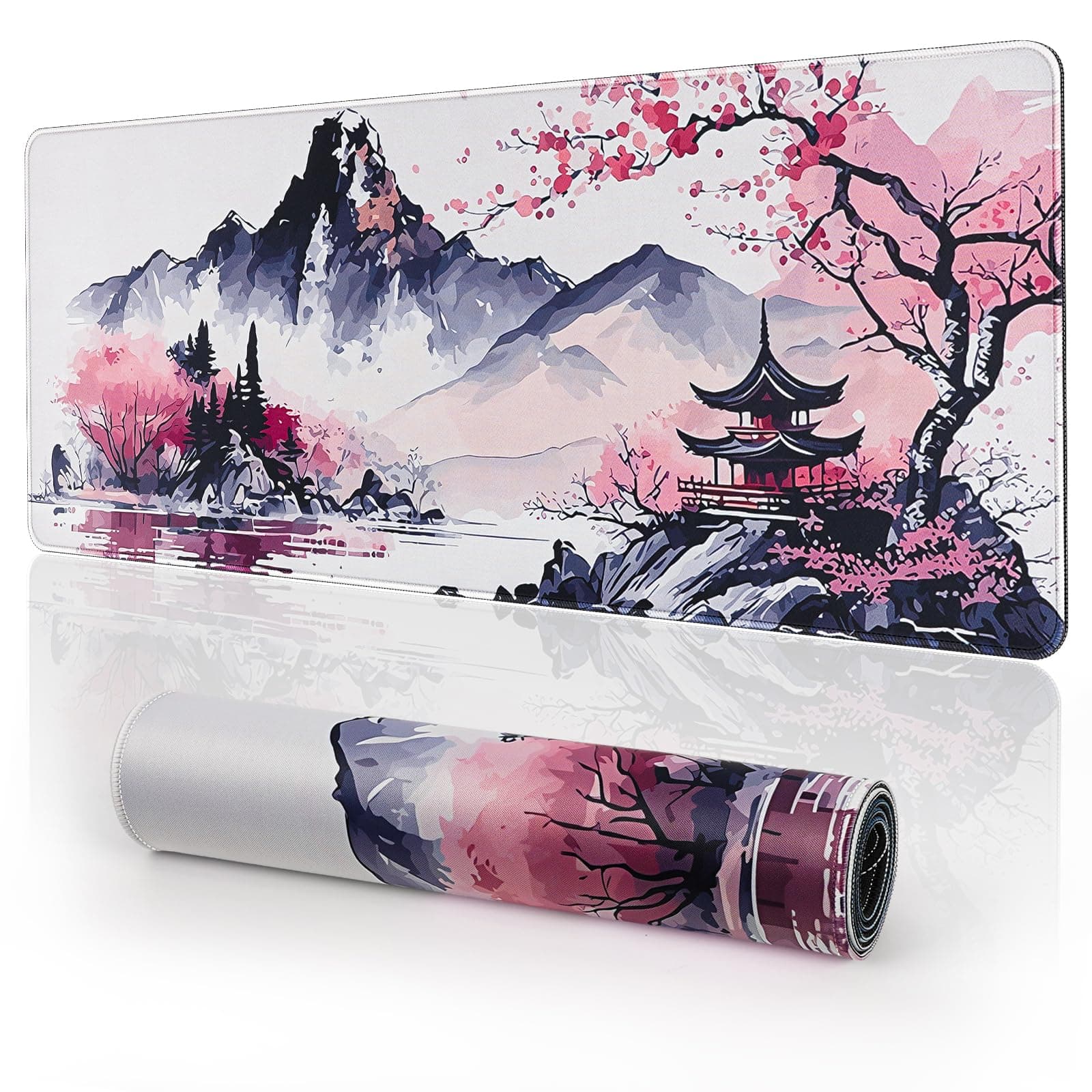 EFISH Japanische Gaming Mauspad XXL 800 x 300 mm Großes Mauspad Vernähte Kanten Wasserdicht Anti-Rutsch für PC, MacBook,Laptop Verbessert Präzision und Geschwindigkei.(Y26) Mauspads Y26