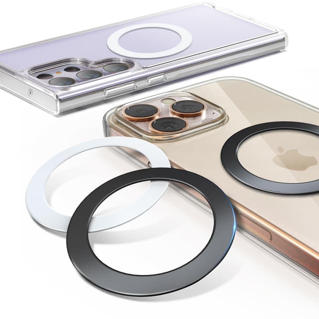 volport MagSafe Ring Aufkleber, Extra Stark Ultra Dünn (0,3 mm) Magnetring für Handyhülle, Universal Selbstklebende Metallring mit 3M Kleber für Magsafe Zubehör iPhone Samsung Google Pixel, 4 Stück