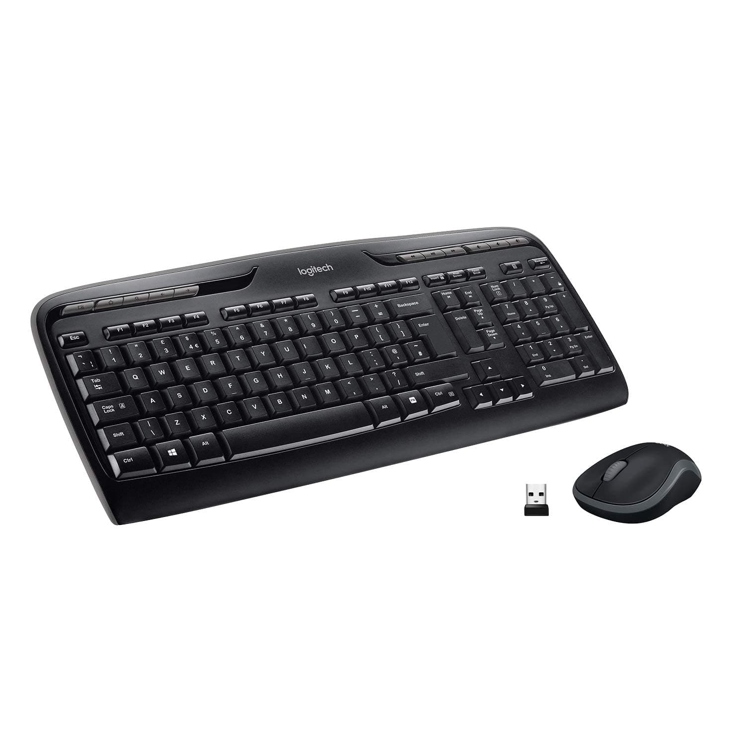 Logitech MK330 Kabelloses Tastatur-Maus-Set, 2.4 GHz Verbindung via USB-Empfänger, 4 programmierbare G-Tasten, 12 bis 24-Monate Batterielaufzeit, PC/Laptop, Deutsches QWERTZ-Layout - Schwarz