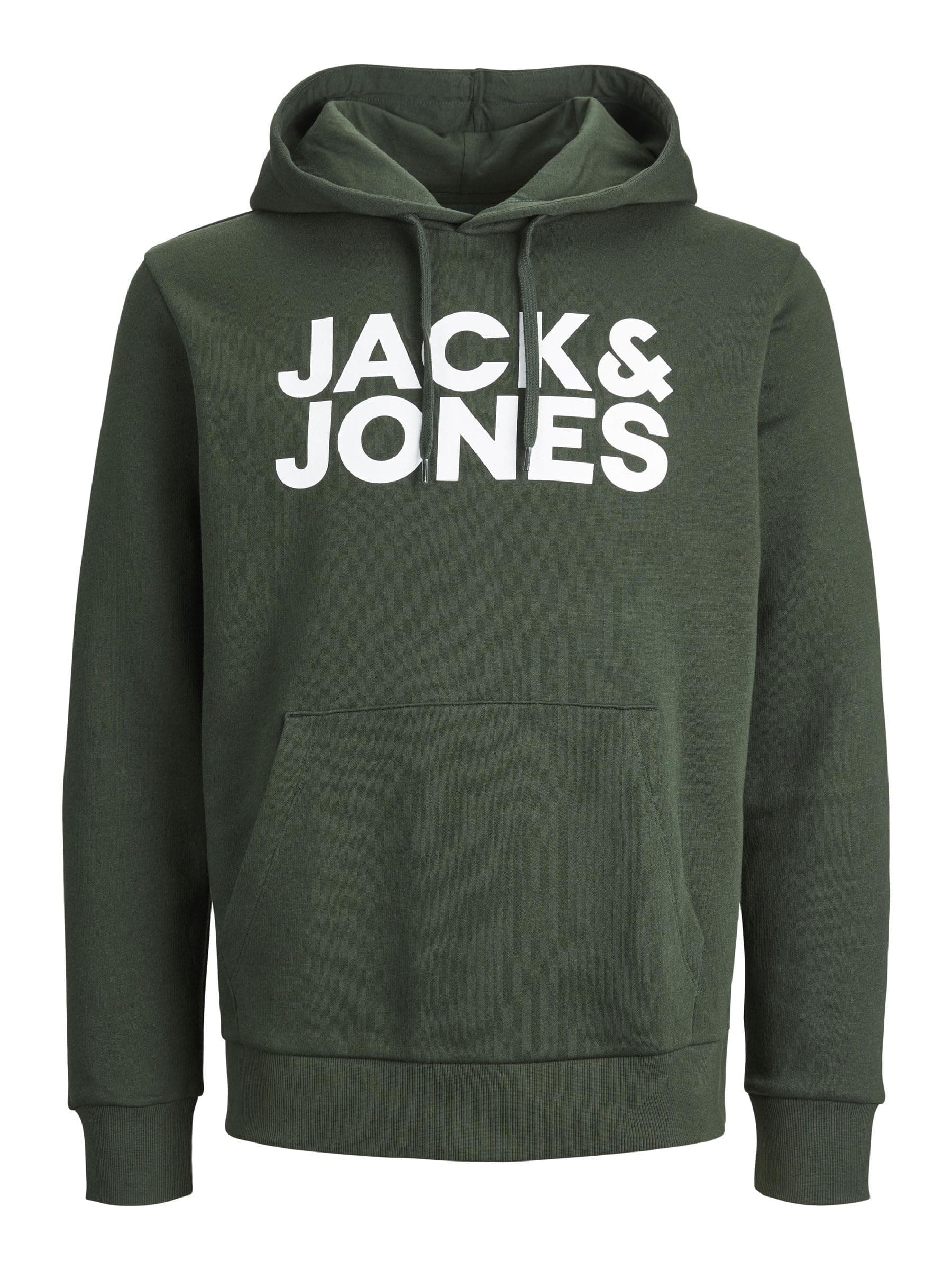 Jack & Jones Herren Jjelogo Blocking Sweat Hood Noos Kapuzenpullover Mountain View/Fit:reg /Large Print L Kapuzenpullover