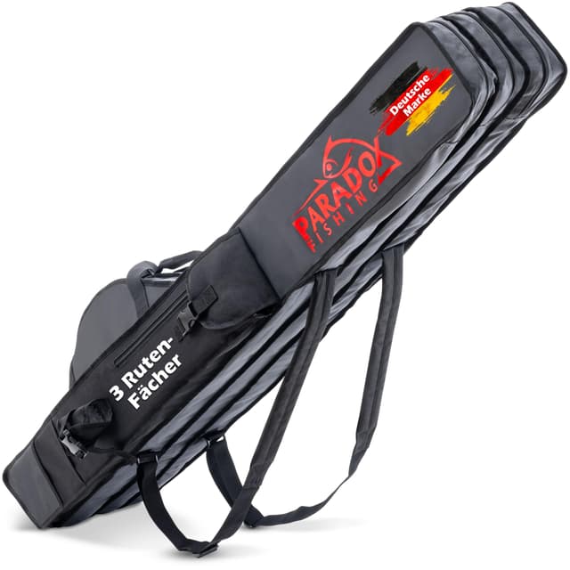 Paradox Fishing Rutentasche 2/3/4 Fächer I 120cm/130cm/150cm/160cm/190cm I Angeltasche Rutentasche Rutenfutteral Angeltasche - Angelrutentasche 160cm 3 Fächer