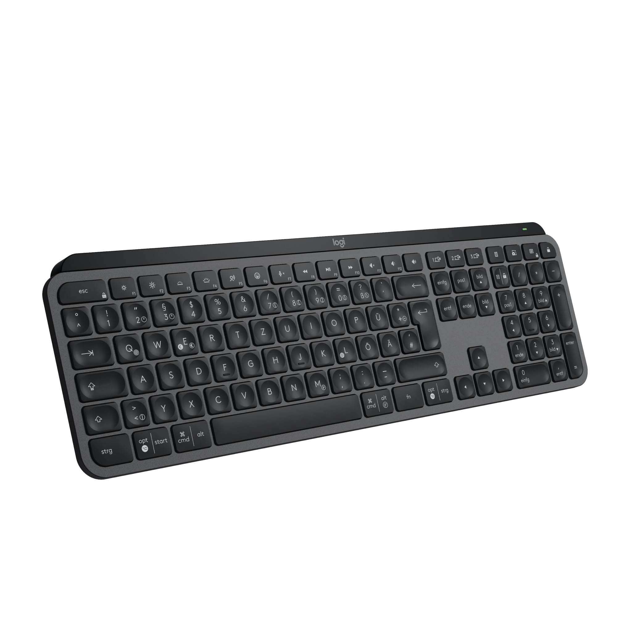 Logitech MX Keys S kabellose Tastatur, Low Profile, Fluid Quiet Typing, Programmable Keys, Backlighting, Bluetooth, USB C Rechargeable, für Windows PC, Linux, Chrome, Mac, Deutsches QWERTZ - Grau MX Keys S (NEU) Graphit