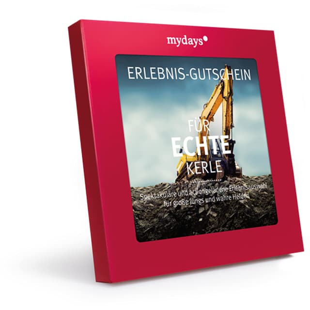 Erlebnis-Gutschein / mydays / FÜR ECHTE KERLE / 170 Erlebnisse an über 950 Standorte / Geschenkidee für Männer / Inklusive Geschenkbox