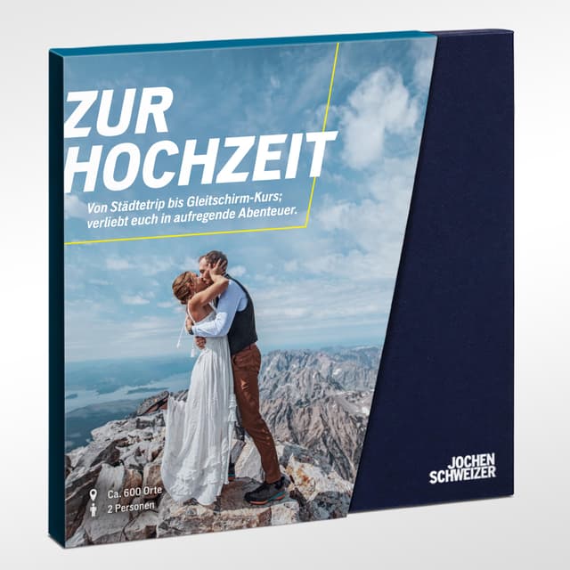 JOCHEN SCHWEIZER Geschenkbox Zur Hochzeit für Zwei, Hochzeitsgeschenk für 2 Personen, freie Erlebnis-Auswahl an ca. 463 Orten