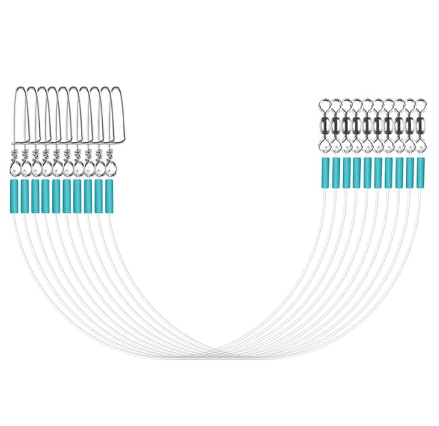 Luroad Fluorocarbon Vorfach Leader mit Wirbel & Karabiner, 10/20 STK Raubfischvorfach, 100% Fluorocarbon Angelvorfächer Spinnvorfächer Zum Spinnfischen, Spinnvorfach, Vorfach Zum Spinnangeln Blau - 10 Stück 30cm - 9kg