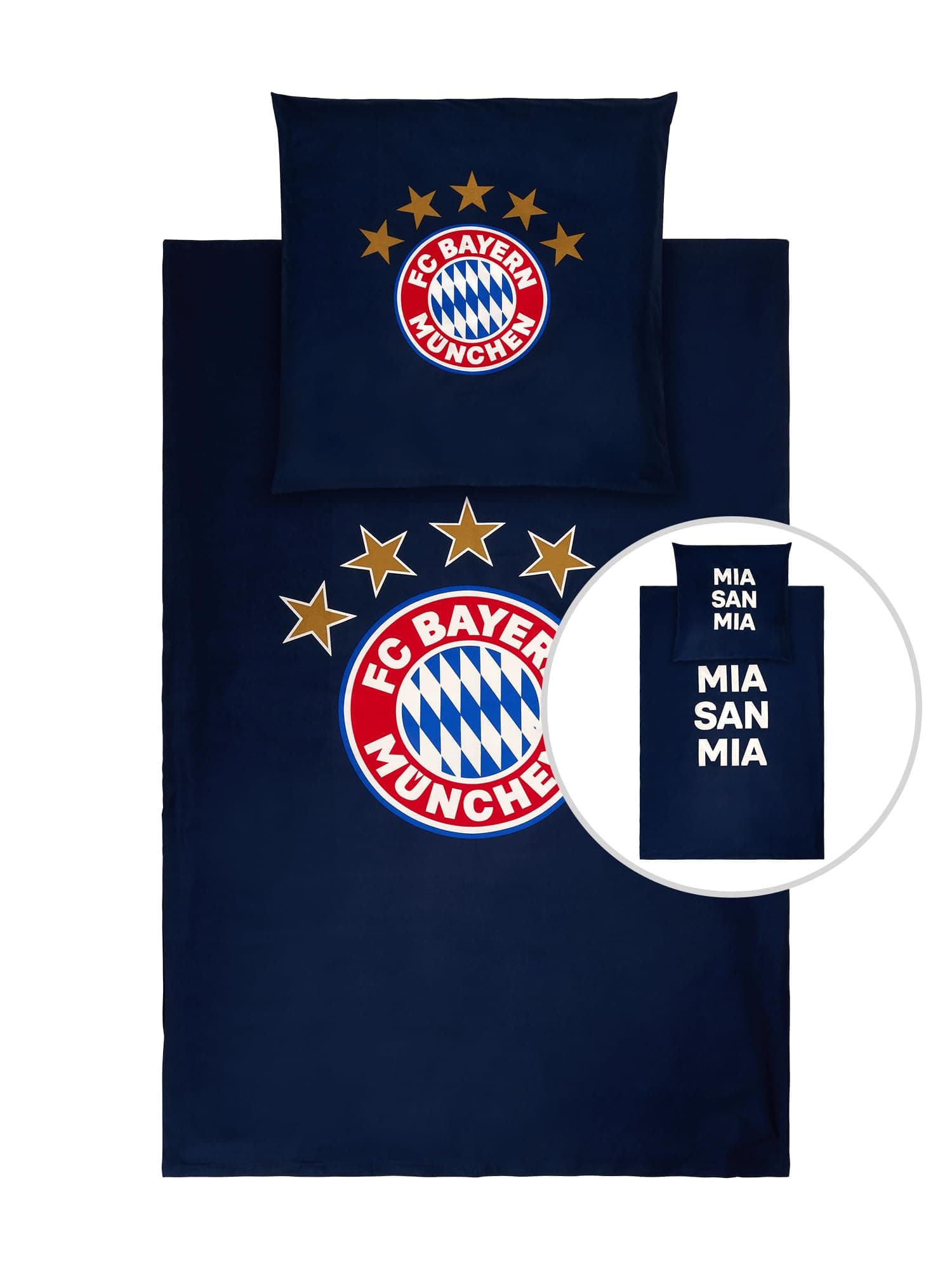 FC Bayern München Bettwäsche Glow in The Dark I 135x200 I Navy I Fußball Einheitsgröße