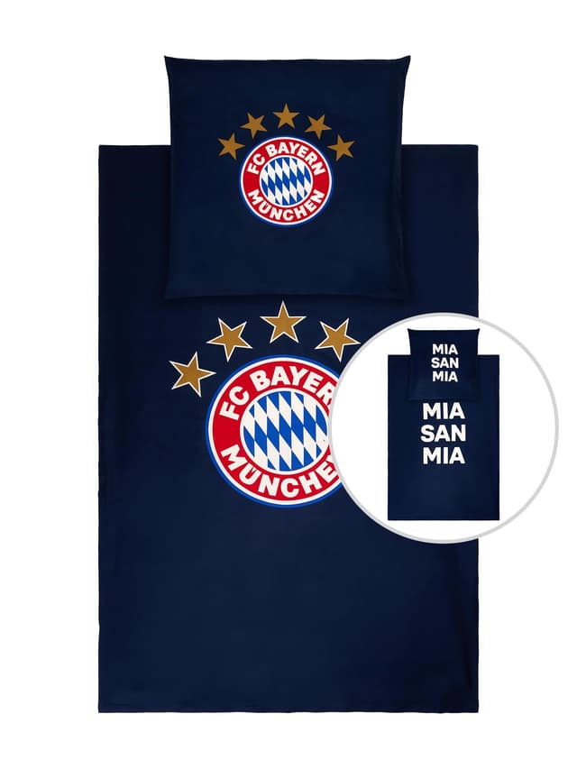 FC Bayern München Bettwäsche Glow in The Dark I 135x200 I Navy I Fußball Einheitsgröße