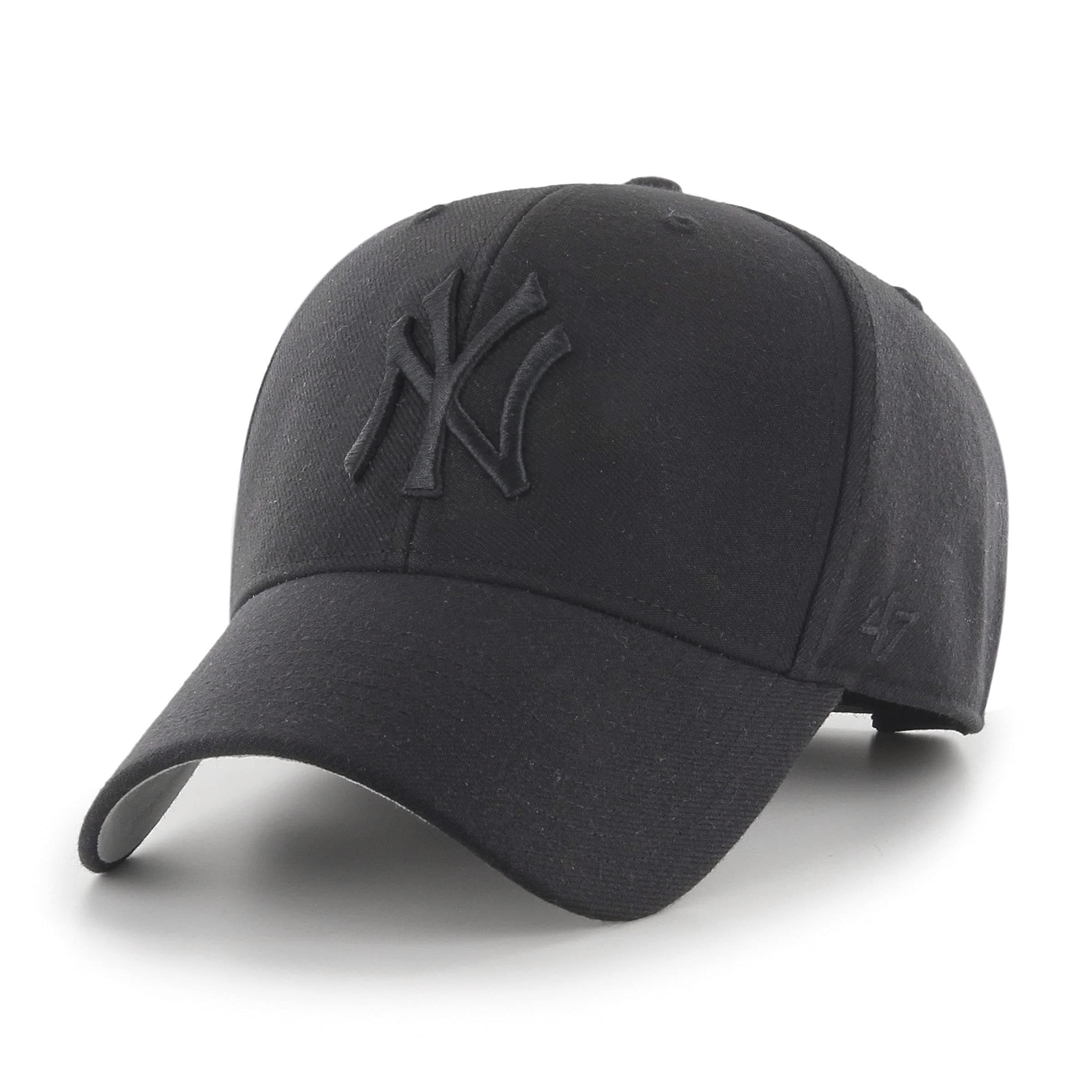 '47 MLB New York Yankees MVP Unisex-Baseballkappe, Verstellbar, Hochwertiges Design und Verarbeitung, Black Logo, Black