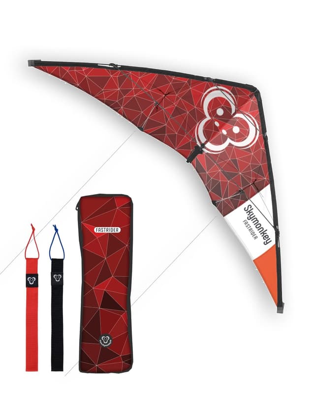Skymonkey Fastrider Lenkdrachen Kinder, Jugendliche und Erwachsene, 2-Leiner Lenkdrache, Spannweite: 127cm - Racingred