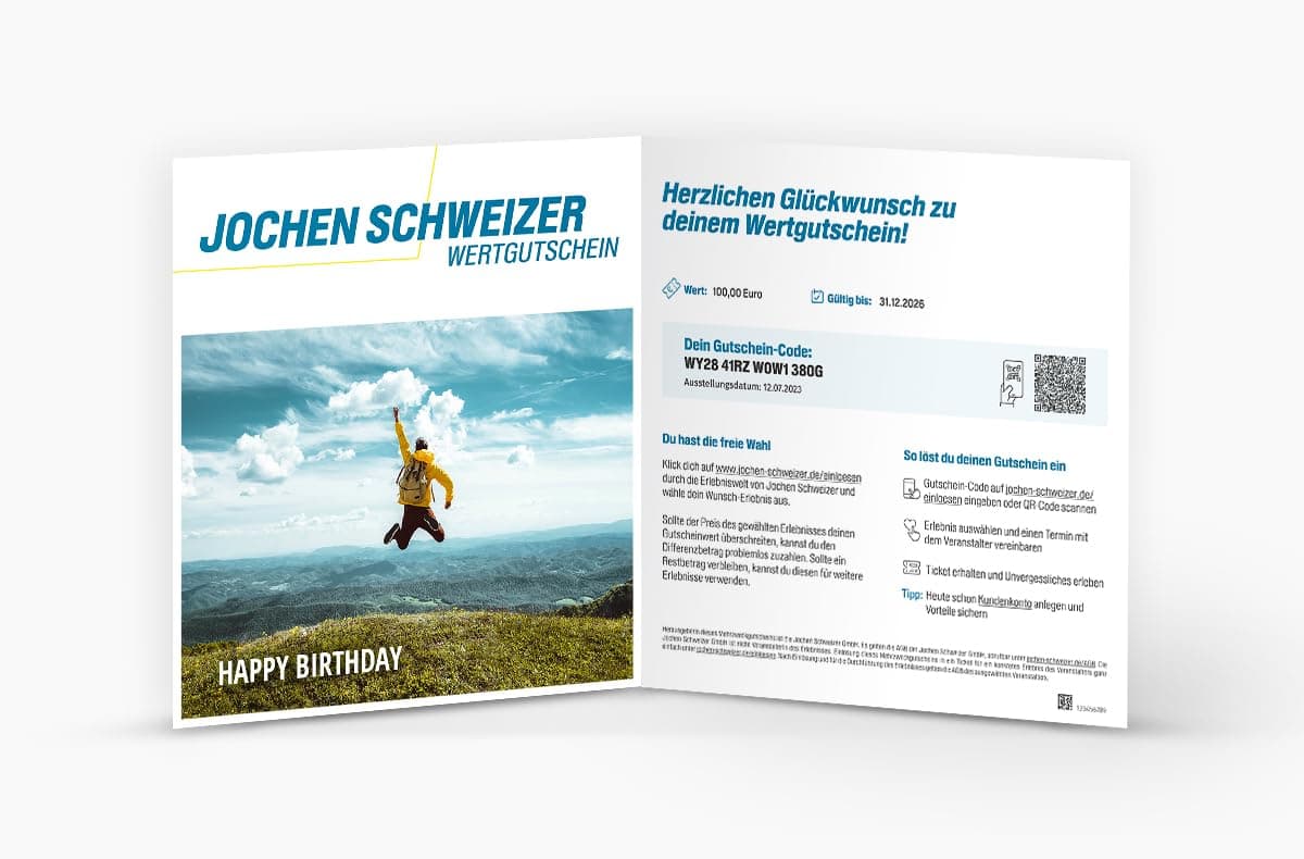 JOCHEN SCHWEIZER Wertgutschein Geburtstag 250 Euro