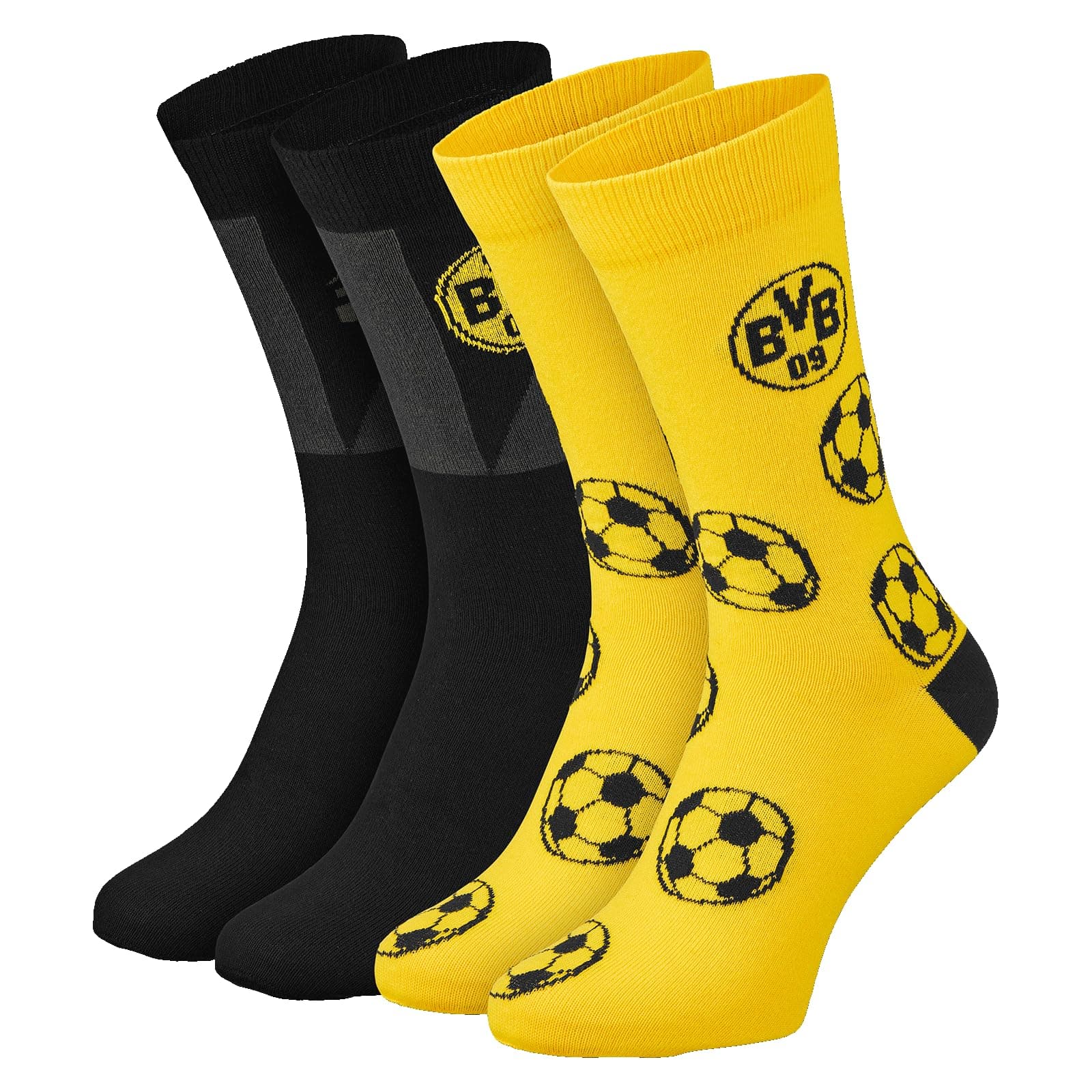 Borussia Dortmund Unisex Bvb Sprüchesocken 2er Pack Socken (2er Pack) 39-42 Schwarz