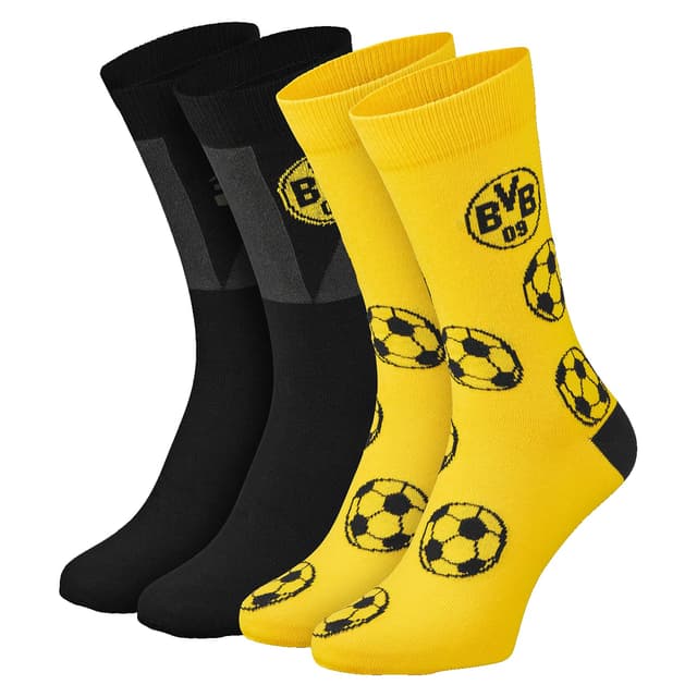 Borussia Dortmund Unisex Bvb Sprüchesocken 2er Pack Socken (2er Pack) 39-42 Schwarz