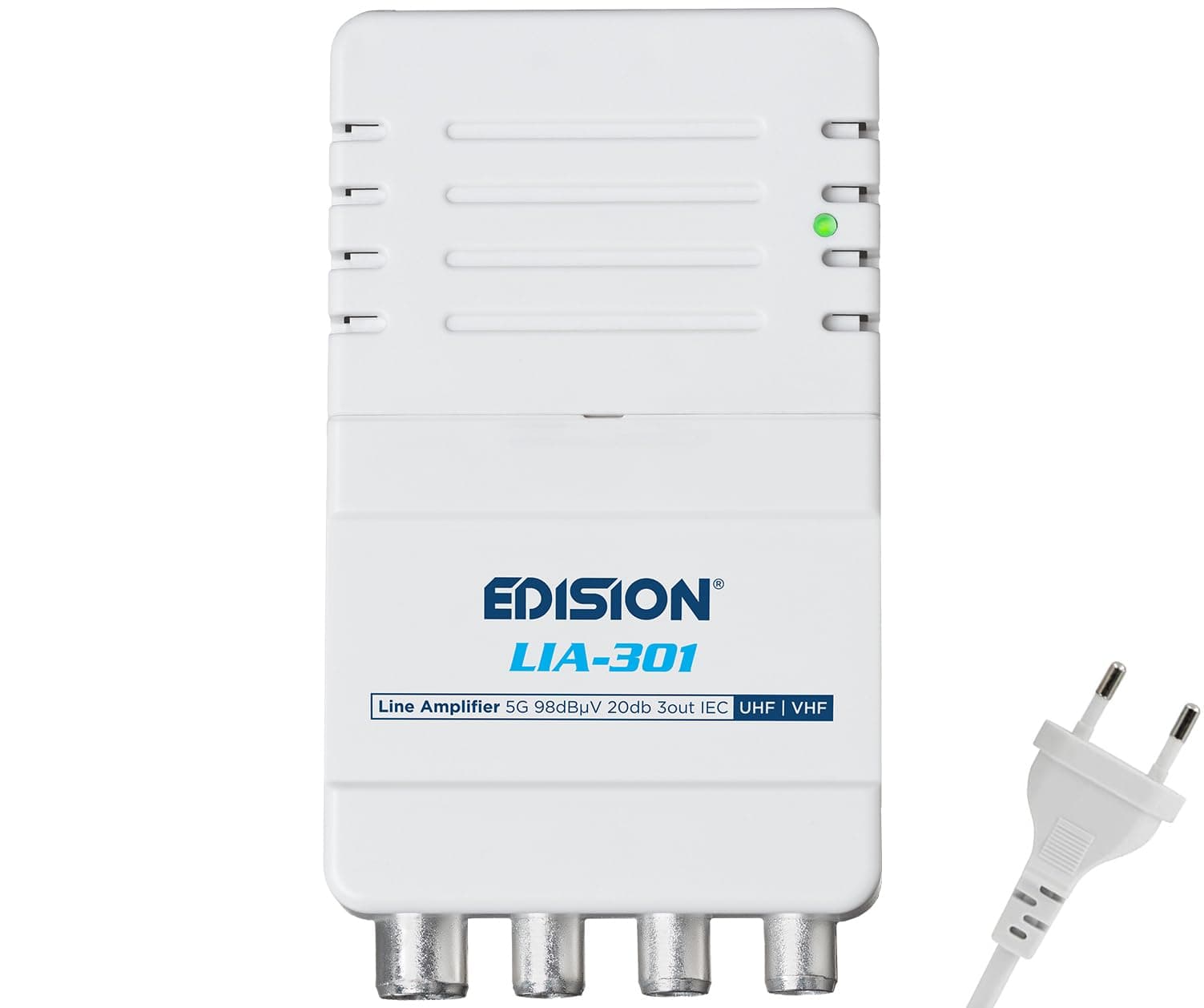 EDISION LIA-301 Hausanschlussverstärker UHF/VHF, 5-20db, 98dBmV, Frequenzbereich 47-694Mhz, geeignet für Kabelfernsehen, Terrestrisch und Radio, 5G LTE Filter, 1 Eingang, 3 Ausgänge, IEC Anschlüsse LIA-301 / Hausanschlussverstärker, 3 Ausgänge Angebot bei HelloDeals