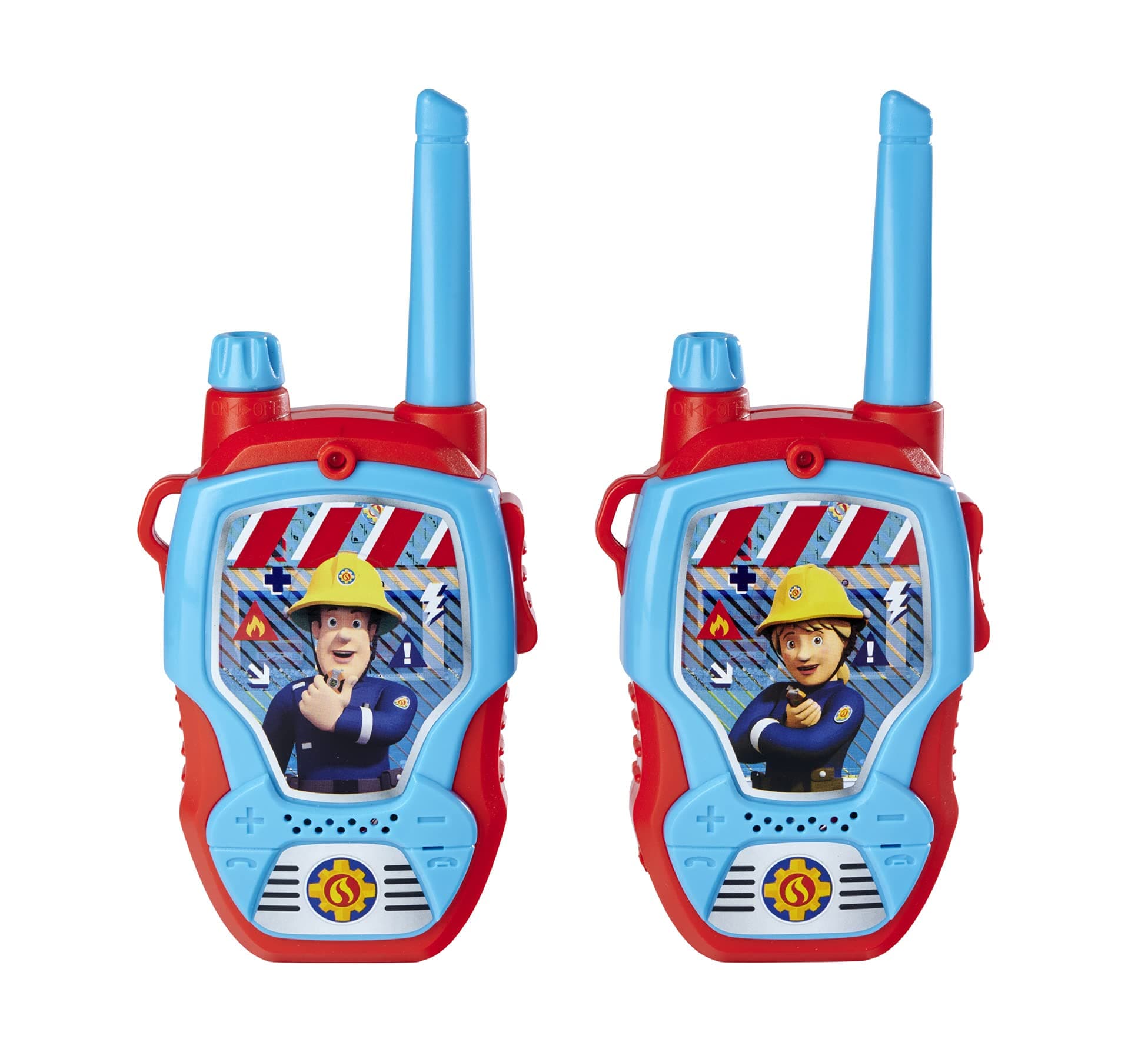 Dickie Toys Feuerwehrmann Sam Walkie Talkies für Kinder ab 4 Jahren - 2 Funkgeräte, 100m Reichweite, kindgerechte Lautstärke, Robustes Gehäuse - Rote Walkie Talkie Kinder Spielzeug - 203092005