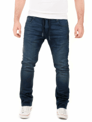 WOTEGA Noah - Herren Jeans - Sweathose in Jeansoptik - Männer Jogging Jeans Slim 34W / 32L Blau (Dress Blues 3r4024)