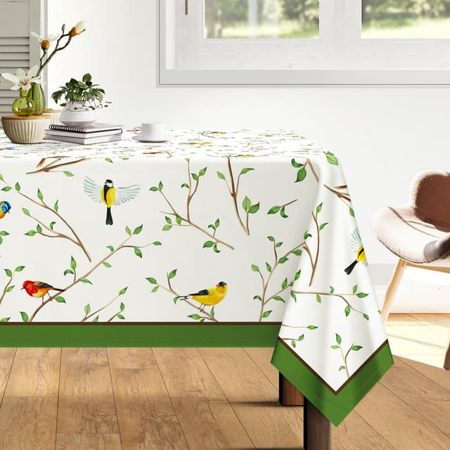 Arquiel Tischdecke Vogel Zweigstelle, Tischdecken Abwaschbar Rechteckige Tischtuch Weinlese Tischdeck für Haus Küche Esszimmer Party Dekoration(152 x 304 cm) Vogelzweig 304 x 152 cm (Rechteckig)
