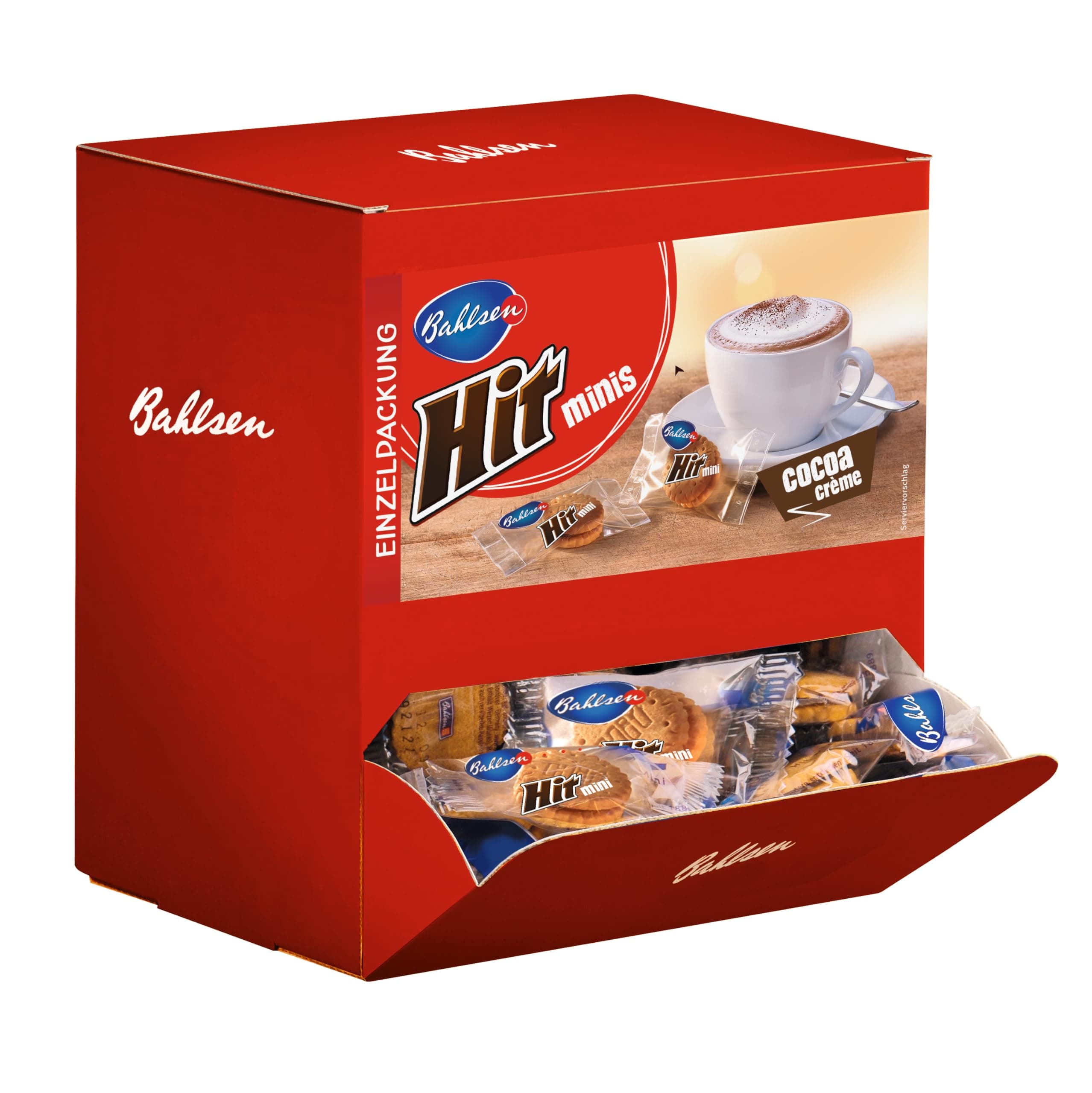 BAHLSEN Hit Minis 975 g- Thekenaufsteller mit ca. 150 Portionspackungen, Mini-Doppelkekse mit leckerer Kakaocremefüllung, ideal zum Kaffee, Schokokeks