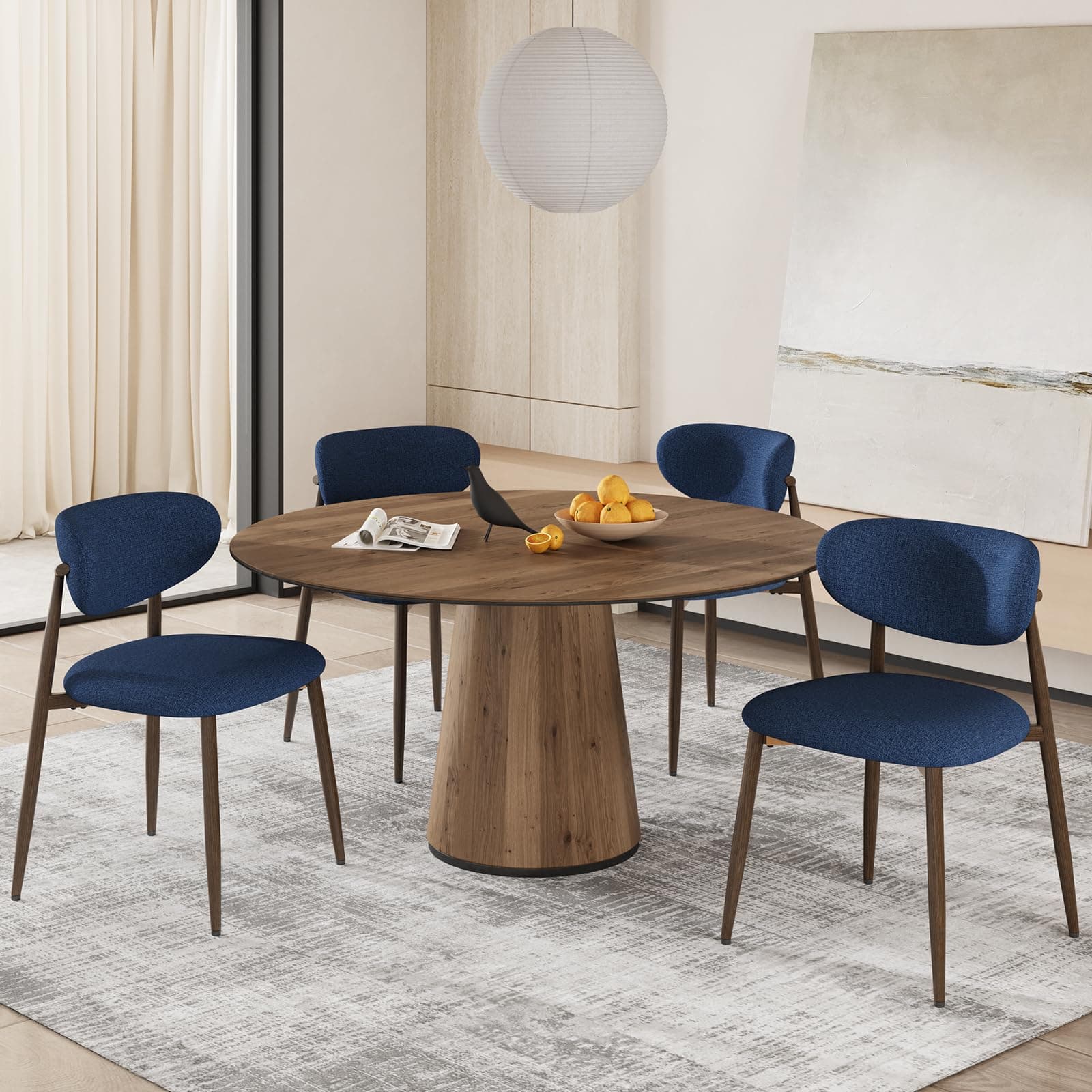 COLAMY Küchenstuhl Esszimmerstühle 4er Set, Moderne Polsterstuhl Essstühle mit Fester Rückenlehne, Stoff Esszimmerstühl mit Metallbeinen für Esszimmer, Küche, Restaurant, Blau Blau 4er Set Küchenstuhl Esszimmerstühle