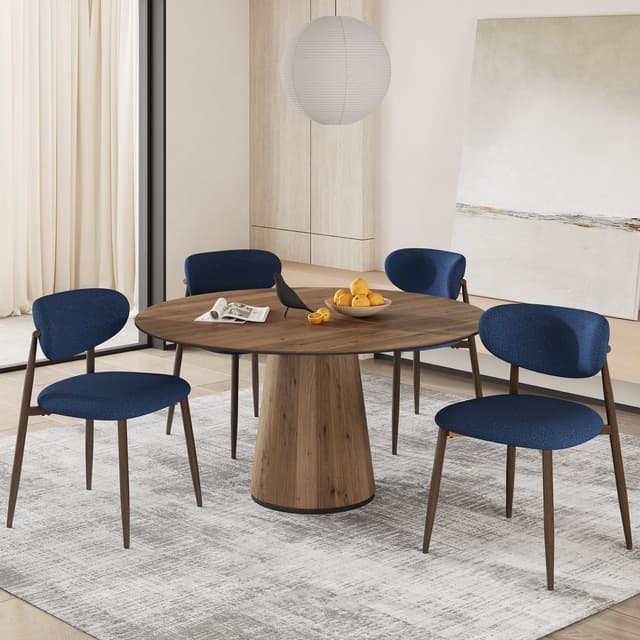 COLAMY Küchenstuhl Esszimmerstühle 4er Set, Moderne Polsterstuhl Essstühle mit Fester Rückenlehne, Stoff Esszimmerstühl mit Metallbeinen für Esszimmer, Küche, Restaurant, Blau Blau 4er Set Küchenstuhl Esszimmerstühle