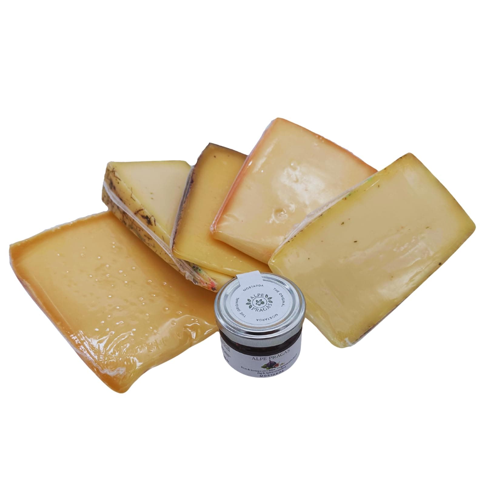 BAVAREGOLA Südtiroler Käse Probierset - 5 Käsevariationen & Feigensenf in einem Set - Käse Spezialitäten von Viktor Kofler/Lana ohne Geschenkkiste