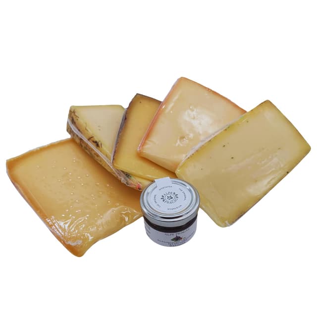 BAVAREGOLA Südtiroler Käse Probierset - 5 Käsevariationen & Feigensenf in einem Set - Käse Spezialitäten von Viktor Kofler/Lana ohne Geschenkkiste