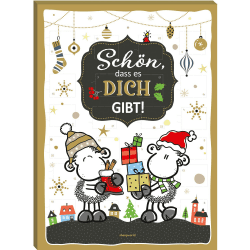 Sheepworld Adventskalender Motiv „Schön, dass es dich gibt“ | 26 cm x 35 cm, Schoko-Adventskalender, 75 g | Adventskalender mit Schokolade, Adventskalender Liebe, Adventskalender lustig | 51128 Motiv "Schön"