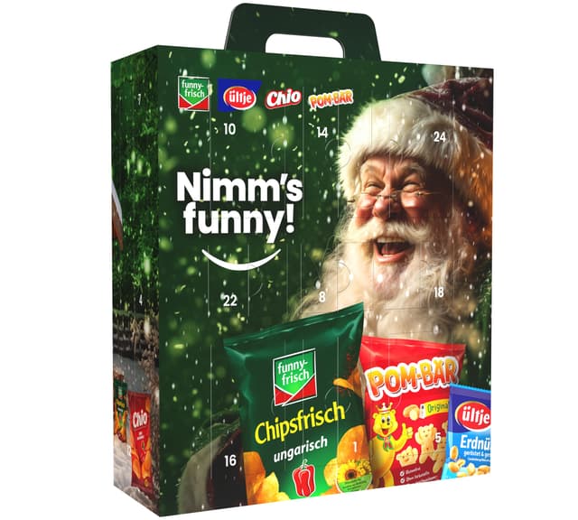 Intersnack Adventskalender 2025 – 810 g Knabber-Überraschung | Funny-Frisch, Pom-Bär, Chio & ültje Snacks | Knuspriges Geschenk für Snackliebhaber & Familie