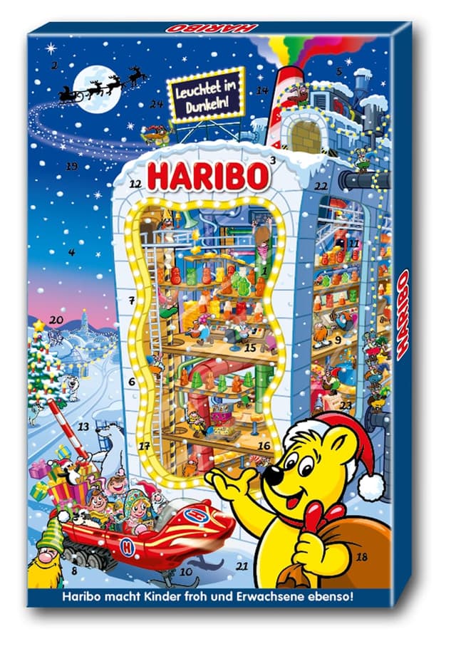 HARIBO Adventskalender 2025 mit 24 Mini-Tüten (300g) | Gummibärchen, Fruchtgummi & Maoam | Süßigkeiten Weihnachtskalender für Kinder & Familien – bunte Überraschung bis Heiligabend