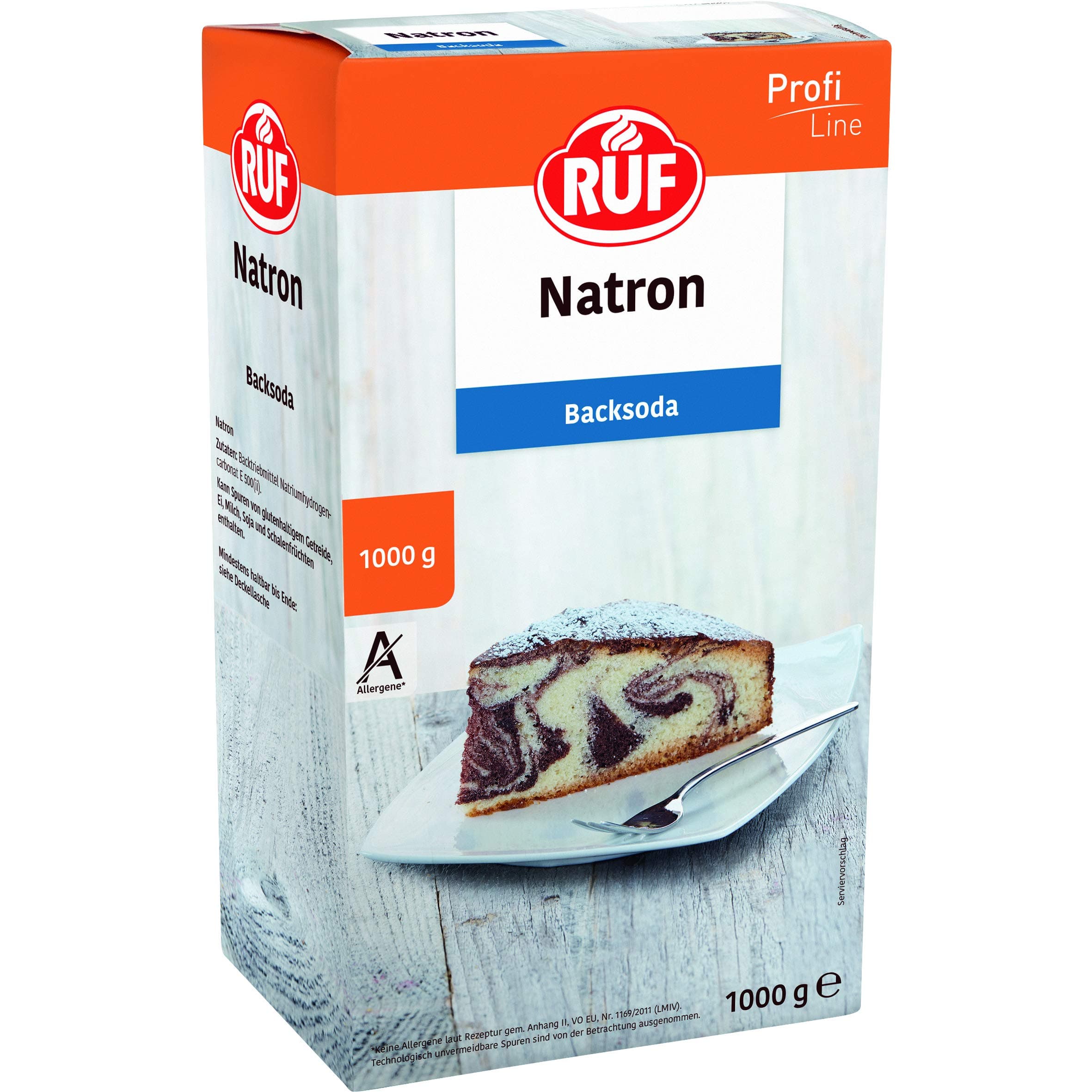 RUF Natron, der Alleskönner Backsoda als Triebmittel für Backwaren, zum Binden von Säure, zum Entkalken und zur Verwendung im Haushalt und Bad, Großpackung, 1x1000g 1 kg (1er Pack) Natron