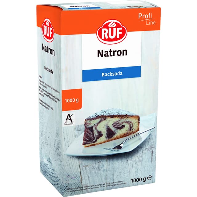 RUF Natron, der Alleskönner Backsoda als Triebmittel für Backwaren, zum Binden von Säure, zum Entkalken und zur Verwendung im Haushalt und Bad, Großpackung, 1x1000g 1 kg (1er Pack) Natron